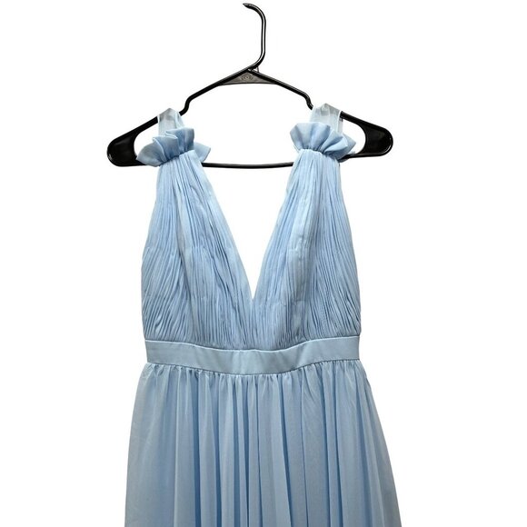 Mac Duggal Pleated Slit Baby Blue Formal Gown Maxi Dress Size 6 NWT - Picture 6 of 10